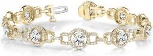 Allurez Luxury Halo Lab Diamond Halo Link Bracelet 14k Yellow Gold (5.00ct)