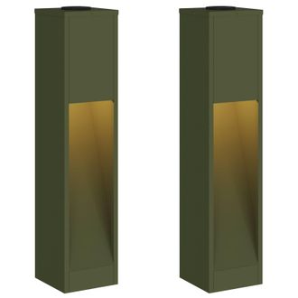 vidaXL Luz De Sendero Led Solar 2 Pcs Verde Oliva Vidaxl