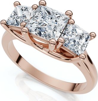 Pompeii3 1 1/2Ct Princess Cut Diamond May Engagement 3-Stone Ring 14k Gold Lab Grown