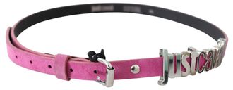 Just Cavalli Womens Pink Silver Chrome Metal Buckle Waist Belt Leather