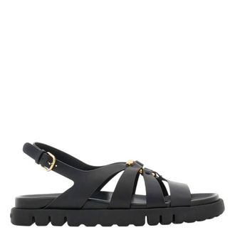 Ferragamo Gancini Ornament Flat Sandals, Size 11