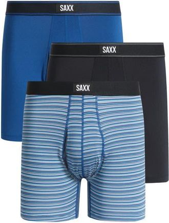 Saxx Assorted 3-Pack Daytripper Comfort Stretch Boxer Briefs in Wildness Stripe/navy/black at Nordstrom, Size Xx-Large