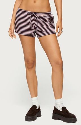 Edikted Jainee Stripe Drawstring Shorts in Navy-And-Pink at Nordstrom, Size X-Small