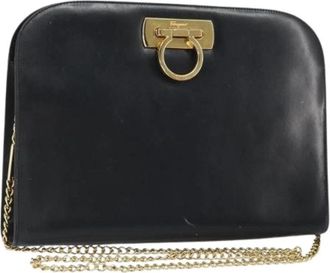 Ferragamo Pre-owned leren schoudertas - Dames - Vintage Clutch - Zwart - ONE Size - Leer - Vintage