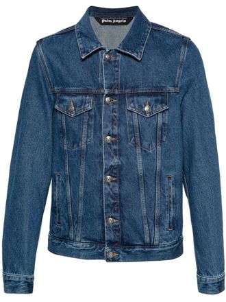 Palm Angels embossed-monogram denim jacket - Blue