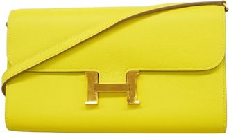 Herm&egrave;s Lime Chain/Shoulder Wallet (Pre-Owned)