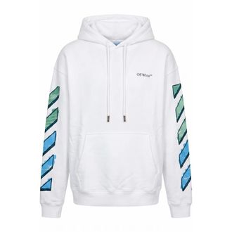 Off-white Hoodie met Stijlvolle Strepen - Heren - Sweatshirts & Hoodies - Wit - Maat: L Katoen