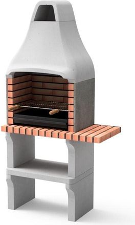 Movelar Barbacoa De Obra Prefabricada De Le&ntilde;a Y Carb&oacute;n Modelo New Iberia Plus Con Mini Soporte Lateral (gris, Naranja - 95 X 47 X 190 Cm) Ref: M00048 - Cocina