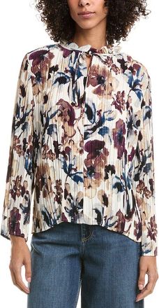 Anne Klein Pleated Tie Neck Blouse