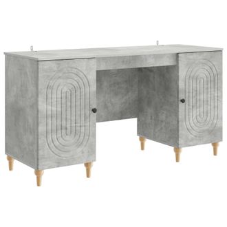 vidaXL Escritorio Con Estante Gris Hormig&oacute;n 142,5 X 50 X 75 Cm Vidaxl