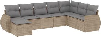 vidaXL Juego De Sof&aacute;s De Jard&iacute;n Con Cojines Beige 8 Pzas Rat&aacute;n Pe Vidaxl
