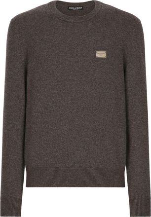 Dolce & Gabbana logo-tag wool-cashmere jumper - men - Virgin Wool/Cashmere - 48 - Brown