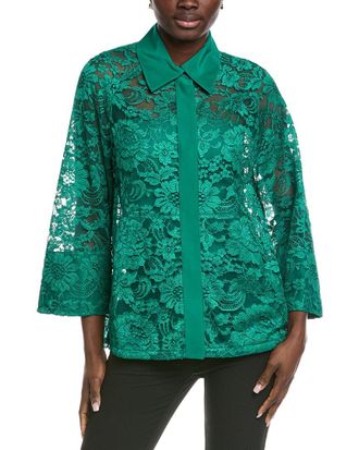 Akris Gina Lace Silk-Trim Shirt