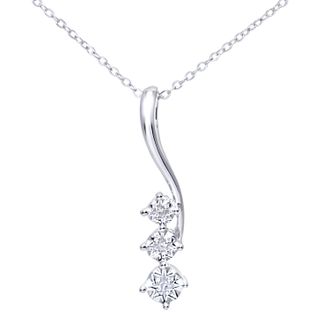 Diamant L'éternel Womens 9ct White Gold Pave Set Diamond Drop Pendant and 18 Chain - One Size