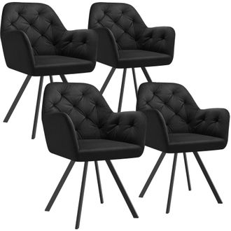TecTake Armchair Lucia Set Of 4 - Black | Size: 4 Pack