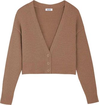 525 america Jenny Cropped Button Front Cardigan In Cinnamon