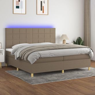 vidaXL Vidaxl - Cama Box Spring Colch&oacute;n Y Luces Led Tela Gris Taupe 200x200 Cm