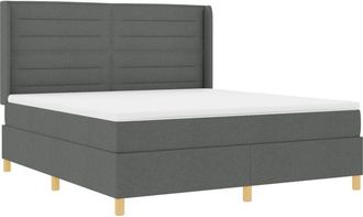 vidaXL Box Spring Bed with Mattress Dark grey 180 x 200 cm Fabric vidaXL
