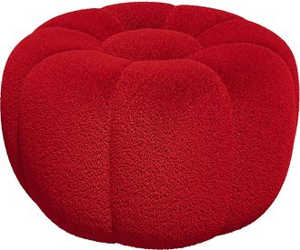Vente-Unique Pouf Design Fiore In Tessuto Bouclette Rosso - Delpoda