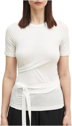 Yohji Yamamoto Tencel T-shirt met korte mouwen - Dames - T-shirts - Wit - M - Tops