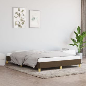vidaXL Cama Sin Colch&oacute;n Tela Marr&oacute;n Oscuro 140x200 Cm Vidaxl