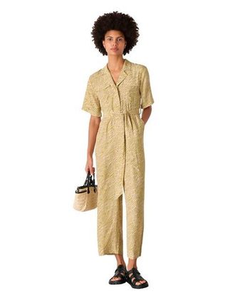 Whistles Kelly Tiger Flame Cropped Jumpsuit in Green/multi at Nordstrom, Size 12