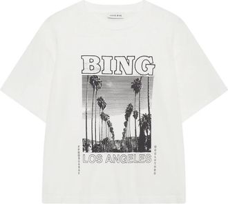 Anine Bing Louis Tee Bing Tour - Dames - T-shirts - Wit - M - Katoen - Tops
