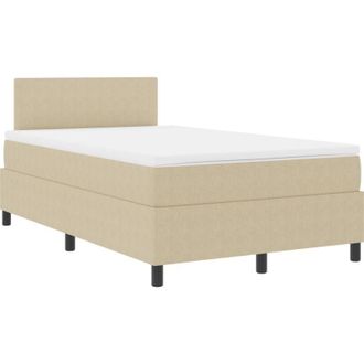 vidaXL Box Spring Bed with Headboard Light Grey and White 120 x 190 cm vidaXL