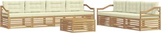 vidaXL Conjunto De Sof&aacute;s De Exterior 8 Uds. Blanco Y Crema Poli&eacute;ster Vidaxl