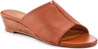 Jones Bootmaker Womens Jocelyn Leather Wedge-Heel Mules - Tan - Size UK 6