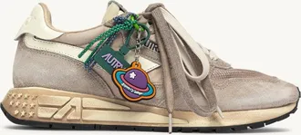 Autry REELWIND SUPER VINTAGE SNEAKERS IN WOODSMOKE AND WHITE SUEDE AND NYLON