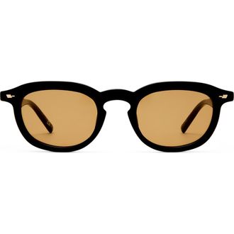 Le Specs Heart Throb 50mm Round Sunglasses in Black /Light Brown Mono at Nordstrom