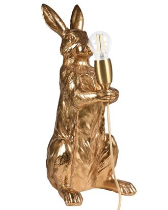 Beliani L&aacute;mpara de mesa conejo dorado