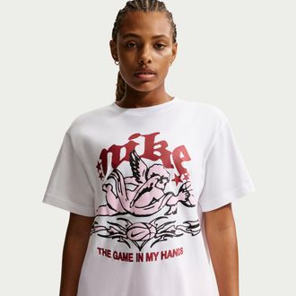 Nike Womens Nike Sportswear Short-Sleeve Crew-Neck T-Shirt in White | IQ1243-100