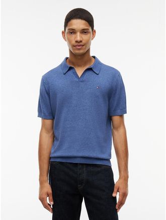 Tommy Hilfiger Mens Short-Sleeve Sweater Polo - Blue - XXL