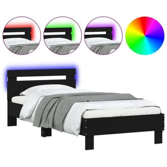 Berkfield Home Bed Frame Frame with LED Lights Black 75x190 cm Small Single