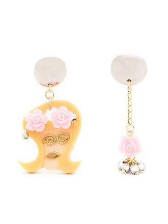 Amir Slama floral-appliqu&eacute; asymmetric earrings - Gold