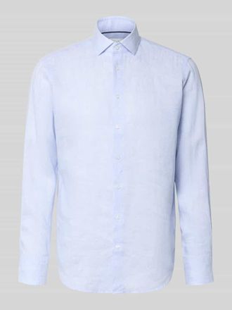 Christian Berg Regular Fit Leinenhemd mit Kentkragen in Hellblau, Gr&ouml;&szlig;e 37/38