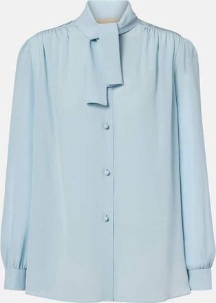 Valentino Tie-neck silk cr&ecirc;pe de chine shirt