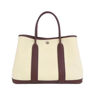 Herm&egrave;s Pre-owned Garden Party 30 Toile Chevron Country Tote Bag - Pre-owned - Mujer - Beige - ONE SIZE