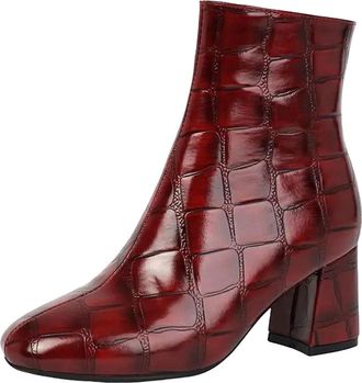 Generic Womens Classic Ankle Boots Round Toe High Thick Heel With Platform And Side Zipper For Everyday Fashion Wear