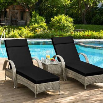 STILVORA Set of 2 Sun Lounger Cushions with Ties Black
