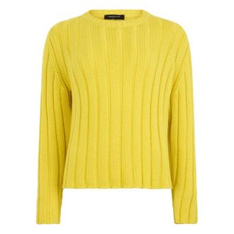 Fabiana Filippi Cashmere Knitwear, female, Yellow, Size: 2XS Ribbed Cashmere Sweater
