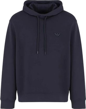 Emporio Armani Double Jersey Hoodie - Heren - Hoodies - Blauw - XL - Katoen - Hoodies & sweatvesten