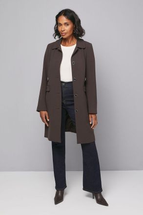 Wallis Womens Double Crepe Pea Coat - Chocolate - Size 16 UK