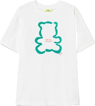 Twin-Set Katoenen T-shirt met teddybeerprint - Wit