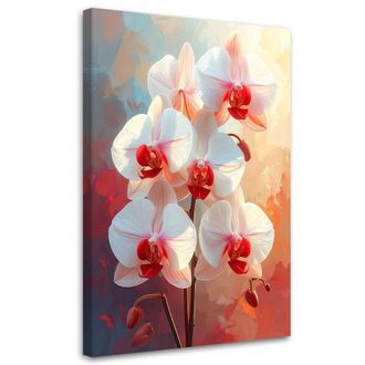 Feeby Impresi&oacute;n De Imagen Orqu&iacute;deas Blancas Con Acentos Rojos En Tonos Pastel 80x120