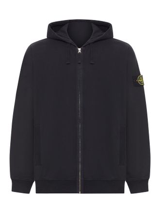 Stone Island COTTON SWEATSHIRT WITH ZIP, HOOD AND COMPASS LOGO - Stone Island - Man