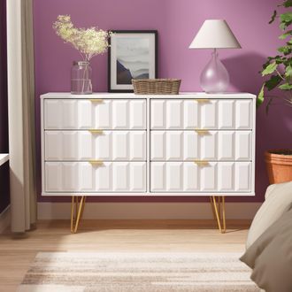 Welcome Furniture Hanover Ready Assembled 6 Drawer Wide Chest in White Matt - Welcome Furniture | TJ Hughes