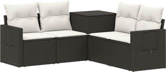 vidaXL Juego De Sof&aacute; 5 Uds. Negro Y Blanco Crema Vidaxl